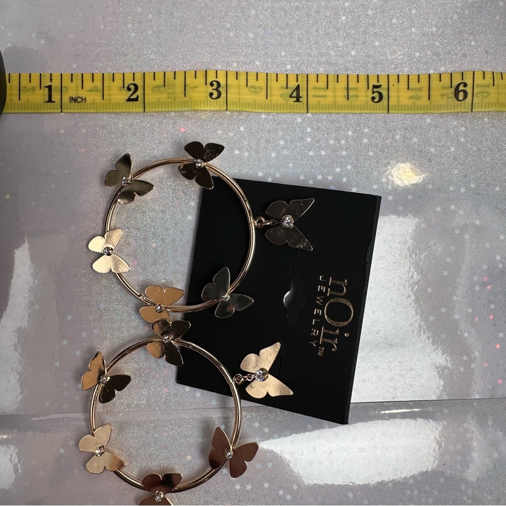 nOir Jewelry | Gold Butterfly Circle Earrings | NWT - Picture 3 of 3